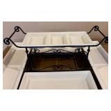 Gourmet Buffet Server Multi-Level with White Stoneware Trays - New in Original Packing