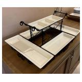 Gourmet Buffet Server Multi-Level with White Stoneware Trays - New in Original Packing