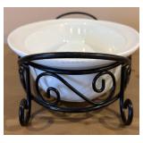 Signature Housewares 3-Piece Buffet Stoneware Set with Iron Stands - Large Oval Serving Dish