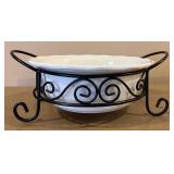 Signature Housewares 3-Piece Buffet Stoneware Set with Iron Stands - Large Oval Serving Dish