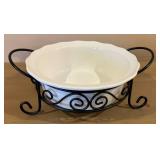 Signature Housewares 3-Piece Buffet Stoneware Set with Iron Stands - Large Oval Serving Dish