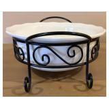 Signature Housewares 3-Piece Buffet Stoneware Set with Iron Stands - Large Oval Serving Dish