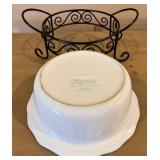 Signature Housewares 3-Piece Buffet Stoneware Set with Iron Stands - Large Oval Serving Dish