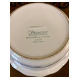 Signature Housewares 3-Piece Buffet Stoneware Set with Iron Stands - Large Oval Serving Dish