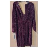 Julia Jordan Sequin Cocktail Dress - Size 14 - Plum