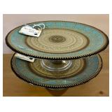 The Art of Tabletop Turquoise & Gold Cake Stand - Turkish Handmade