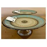 The Art of Tabletop Turquoise & Gold Cake Stand - Turkish Handmade