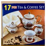 17-Piece Tea & Coffee Set - Teapot, Sugar Bowl, Creamer, 6 Cups & 6 Saucers