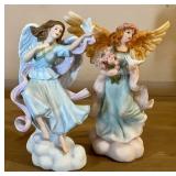 Ceramic Angel Figurines - Pair, 9 In Tall