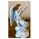 Ceramic Angel Figurines - Pair, 9 In Tall