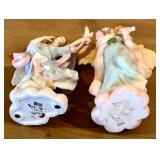 Ceramic Angel Figurines - Pair, 9 In Tall