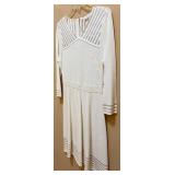 Calvin Klein Dress - Cream/White Knit with Striped Yoke - Size M