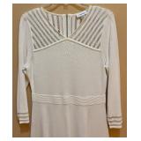 Calvin Klein Dress - Cream/White Knit with Striped Yoke - Size M