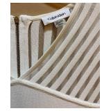 Calvin Klein Dress - Cream/White Knit with Striped Yoke - Size M