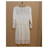 Calvin Klein Dress - Cream/White Knit with Striped Yoke - Size M