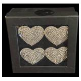 Two-Tier Heart-Top Dessert Stand - Nicole Miller Home Napkin Ring Box (4 Hearts) - Glass Condiment Stand