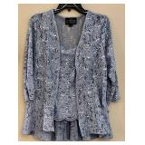 Alex Evenings 2-Piece Lace Sequin Top Set - Size S - Lavender Gray
