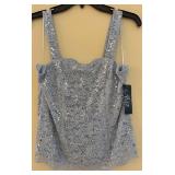 Alex Evenings 2-Piece Lace Sequin Top Set - Size S - Lavender Gray