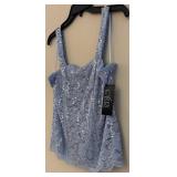 Alex Evenings 2-Piece Lace Sequin Top Set - Size S - Lavender Gray