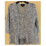 Alex Evenings 2-Piece Lace Sequin Top Set - Size S - Lavender Gray