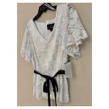 Alex Evenings Lace Sequin Top - White, Size L
