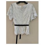Alex Evenings Lace Sequin Top - White, Size L