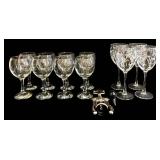 Wine Glasses Set - 4 Etched Floral, 8 Clear Glasses, 8 in Tall with Corkscrew & Stopper