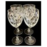 Wine Glasses Set - 4 Etched Floral, 8 Clear Glasses, 8 in Tall with Corkscrew & Stopper