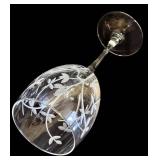 Wine Glasses Set - 4 Etched Floral, 8 Clear Glasses, 8 in Tall with Corkscrew & Stopper