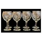 Wine Glasses Set - 4 Etched Floral, 8 Clear Glasses, 8 in Tall with Corkscrew & Stopper