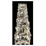 Crystal Candle Holder with 3 Vases - 4-Piece Cut Glass Set
