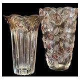 Miska Roses Pattern Vase 9 in Tall & Grapes Pattern Vase - Clear Glass