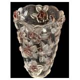 Miska Roses Pattern Vase 9 in Tall & Grapes Pattern Vase - Clear Glass