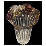 Miska Roses Pattern Vase 9 in Tall & Grapes Pattern Vase - Clear Glass