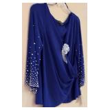 Alex Evenings Draped Pearl-Embellished Blouse - New with Tags - Size L