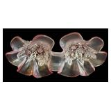 Vintage Lancaster Pink Depression Glass Footed Bowl, Two Mikasa Crystal Pink Rosella Candy/Relish Dishes