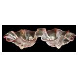 Vintage Lancaster Pink Depression Glass Footed Bowl, Two Mikasa Crystal Pink Rosella Candy/Relish Dishes