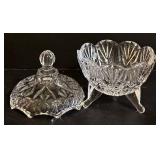 Three Vintage Crystal Footed Candy Dishes