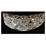 Vintage Crystal Floral Daisy-Pattern Oval Bowl & 2 Platters - 3-Piece Clear Glass Serving Set