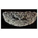 Vintage Crystal Floral Daisy-Pattern Oval Bowl & 2 Platters - 3-Piece Clear Glass Serving Set