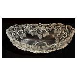 Vintage Crystal Floral Daisy-Pattern Oval Bowl & 2 Platters - 3-Piece Clear Glass Serving Set