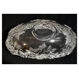 Vintage Crystal Floral Daisy-Pattern Oval Bowl & 2 Platters - 3-Piece Clear Glass Serving Set