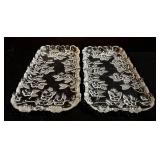 Vintage Crystal Floral Daisy-Pattern Oval Bowl & 2 Platters - 3-Piece Clear Glass Serving Set