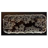 Vintage Crystal Floral Daisy-Pattern Oval Bowl & 2 Platters - 3-Piece Clear Glass Serving Set