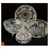 Vintage Crystal Cut Glass Bowls & Candy Dishes