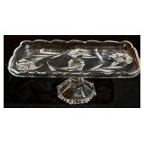 Vintage Crystal Glass Pedestal Cake Stand & Tray - 2-Piece Set