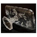 Vintage Crystal Glass Pedestal Cake Stand & Tray - 2-Piece Set