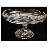 Vintage Crystal Glass Pedestal Cake Stand & Tray - 2-Piece Set