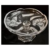Vintage Crystal Glass Pedestal Cake Stand & Tray - 2-Piece Set
