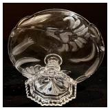 Vintage Crystal Glass Pedestal Cake Stand & Tray - 2-Piece Set